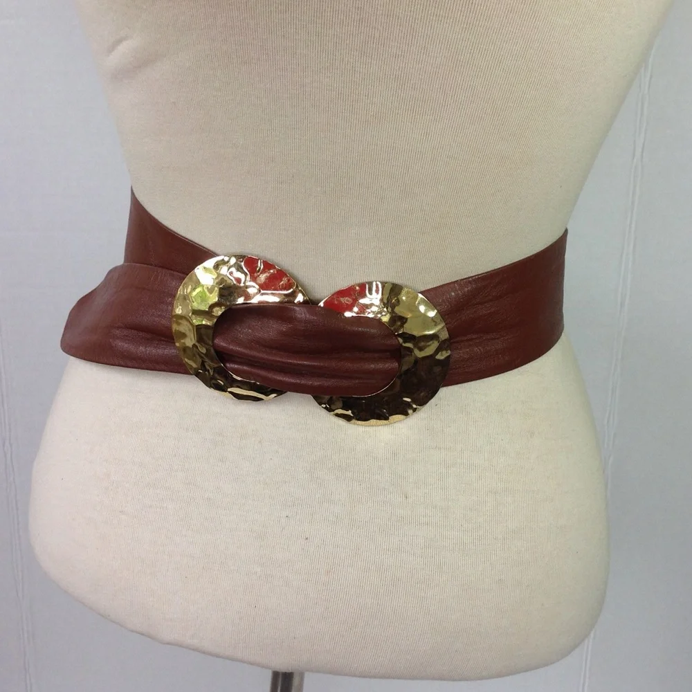 Vintage Schaffer Brown Leather Belt Buckle
